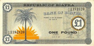 Biafra 1 Pound Nd.  1967 P 2 Series A/d Circulated Banknote Cca