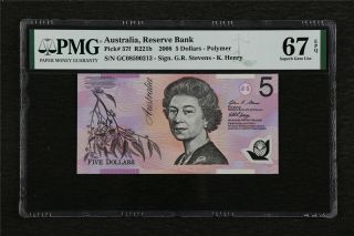 2008 Australia Reserve Bank 5 Dollars Pick 57f Pmg 67 Epq Gem Unc