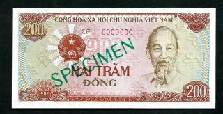 Vietnam (p100s) 200 Dong Specimen 1987 Unc