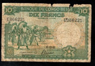 Belgian Congo 100 Francs 1941 P14 Scarce Variety Dancing Watusi At Left