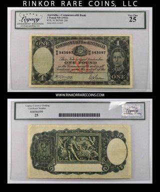 Nd (1942) Legacy Very Fine 25 Australia 1 Pound Note R30,  P - 26b
