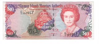 Cayman Islands $10 Dollars Vf/xf Banknote (2005) P - 35a Prefix C/2 Paper Money