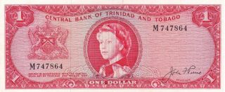 Central Bank Of Trinidad And Tobago 1 Dollar 1964 P - 26 Af Qn.  Elizabeth Ii