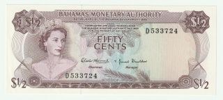 Bahamas 1968 1/2 Dollar P.  26 (unc - Unc)