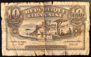 Old Banknote,  1942 Year Issue,  Lebanon Beirut,  10 Piastres