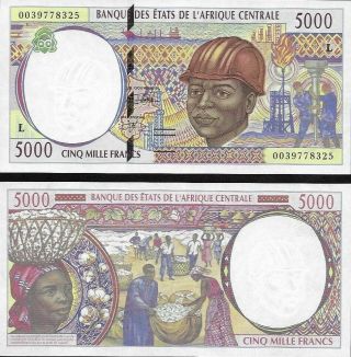 Central Africa : (gabon) 5000 Francs 2000 P - 304 (l) Unc
