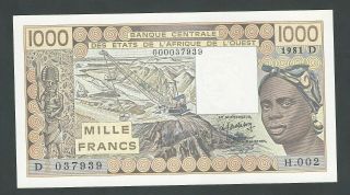 Mali 1000 Francs 1981 P - 406db Unc
