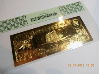 ND (1984) BELIZE $100 CLIPPER Gold Banknote - PCGS 67PPQ - Gem 2