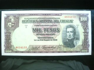 Uruguay 1000 Pesos 1939 Serie D Sharp 152 Currency Bank Money Banknote