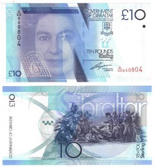 Unc Gibraltar 2010 £ 10 Pound Banknote Depicting Queen Elizabeth Ii P - 36