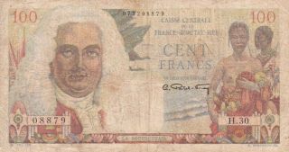 French Equatorial Africa Colony 100 Francs 1947 P - 24 Vg Bertrand - François Mahé