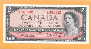 1954 Canadian 2 Dollar Bill J/u1603632 Crisp (unc)