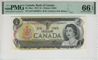 1973 $1 Bank Of Canada Lawson/bouey Bc - 46a - I Afy Prefix Pmg Gem Unc 66 Epq (672)