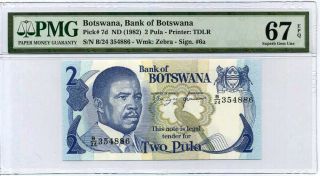 Botswana 2 Pula Nd 1982 P 7 D Gem Unc Pmg 67 Epq Highest