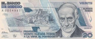 Mexico: 20 Nuevos Pesos Quintana Roo Jul 31,  1992 Low Serie Number Unc