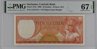 Suriname 10 Gulden 1963 P 121 Gem Unc Pmg 67 Epq