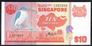 Singapore: Currency Commissioners,  10 Dollars,  (1980),  Series A/23,  (threaded.