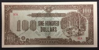 Malaya - Wwii - Japanese Occupation - 1945,  100 Dollars Unc