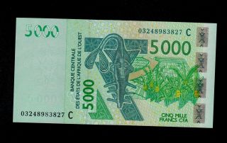 West African States 5000 Francs 2003 Burkina Faso Pick 317ca Unc Less.