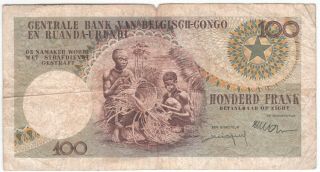 Belgian Congo 100 Francs 1956 P - 33a 2