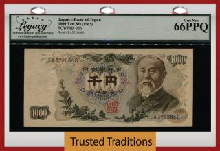 Tt Pk 96b Nd (1963) Japan Bank Of Japan 1000 Yen Hirobumi Ito Lcg 66 Ppq Gem