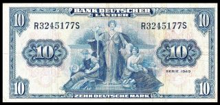 GERMANY Federal Republic 10 Deutsche Mark 1949 P16 VF 2