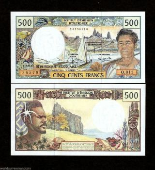 French Pacific Territory 500 Francs P - 1 1992 Cornaille Sign Unc Money Bank Note
