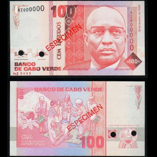 Cape Verde Specimen 1989 100 Escudos P57s Pick 57s Unc Banknote