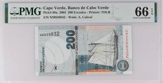 Cape Verde 200 Escudos 2005 P 68 Gem Unc Pmg 66 Epq Nr
