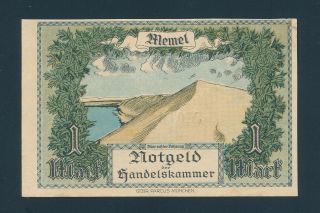 Lithuania Germany Memel,  1 Mark 1922 P - 2 Aunc