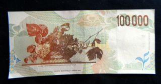 1997 ITALY Banknote 100000 lire Caravaggio 2° XF,  /aUNC 2