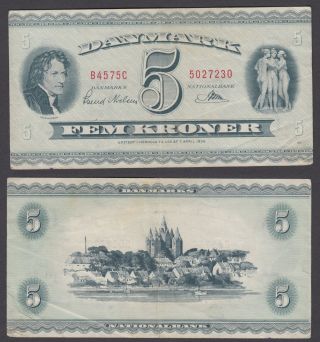 Denmark 5 Kroner 1957 (vf) Banknote P - 42