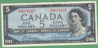 1954 Bank Of Canada $5 Dollars Note - Beattie/rasminsky - G/x0074247 - Au