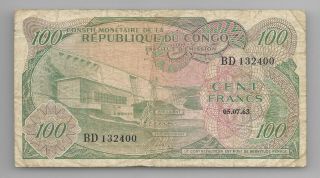 Congo 100 Francs 05 - 07 - 1963 P1