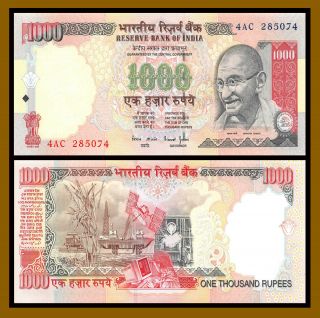India 1000 Rupees,  Nd 2000 P - 94 First Print Gandhi Unc