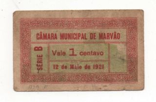 Portugal Notgeld Emergency Money Marvao 1 Centavo 1921 Look Scans