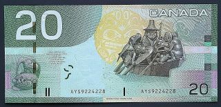 2004 Canada $20 Twenty Dollar Banknote Serial Ays 9224228 Crisp Unc