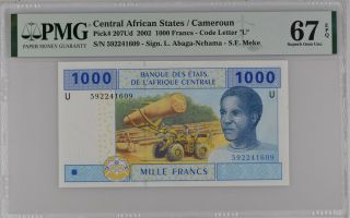 Central African States 1000 Francs Cameroun P 207ud Gem Unc Pmg Nr