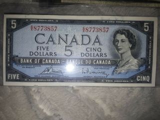 Uncirculated 1954 Canadian $5.  00 Note