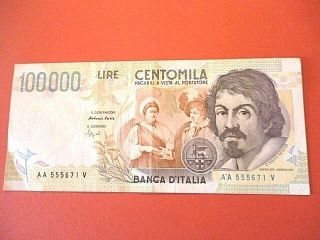 Rare Italy 100 000 Lira 1994 Pick - 117