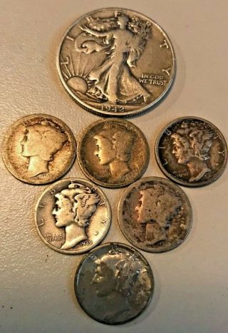 Old Coins 6 Murcury Dimes 6 Nickles 1 Half Dollar Metal Detecting Finds Numistic