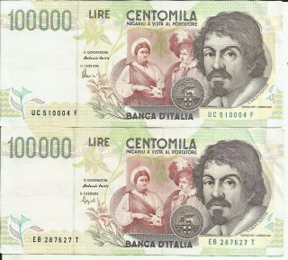 Italia Italy 100000 Lire 1994 P 117 Vf.  One Note.  5rw 27mar
