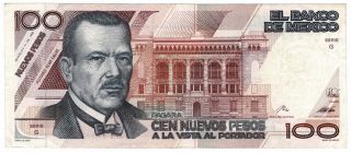 Banco De México 1992 First Issue 100 Nuevos Pesos Pick 98 Foreign Banknote