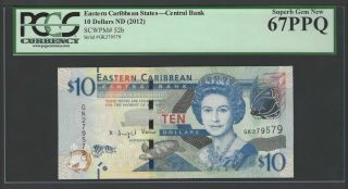 East Caribbean 10 Dollars Nd (2012) P52b Uncirculated Graded 67