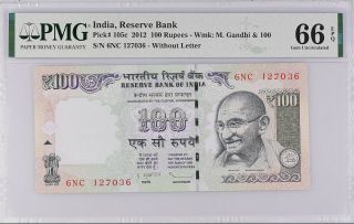 India 100 Rupees 2012 P 105 C Gem Unc Pmg 66 Epq