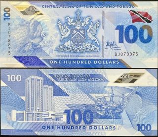 Trinidad & Tobago 100 Dollars 2019 P Polymer Unc Nr
