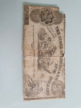 State Of Louisiana 5 Dollar Bill 1863 (confederate Currency)
