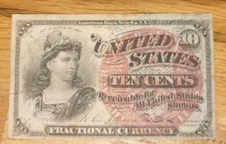 1863 United States 10 Cents Banknote Fractional Currency