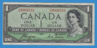 1954 Canada Canadian $1 One Dollar Devils Head Face Note World Currency