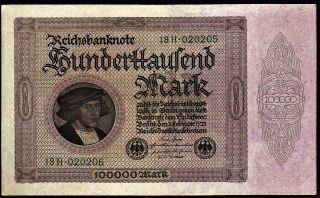 1923 Imperial Germany Weimar Empire 100,  000 Reichsbanknote P 83 German Currency